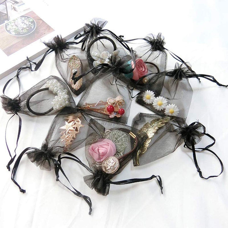 Bezall 50Pcs Black Organza Bags 3x4 inch, Small Mesh Gift Bags Drawstring Jewelry Bag Halloween Party Favor Wedding Candy Pouches - Image 5